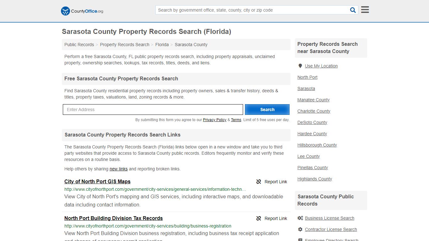 Sarasota County Property Records Search (Florida) - County Office